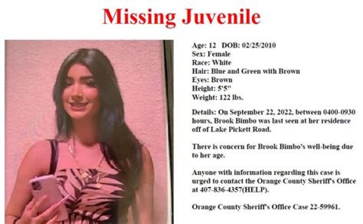 Brook Bimbo Missing- Police Mount Search for a missing 12-year-old Central Florida girl.