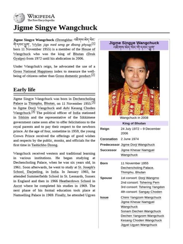 Jigme Singye Wangchuck Biography - Childhood, Life Achievements & Timeline
