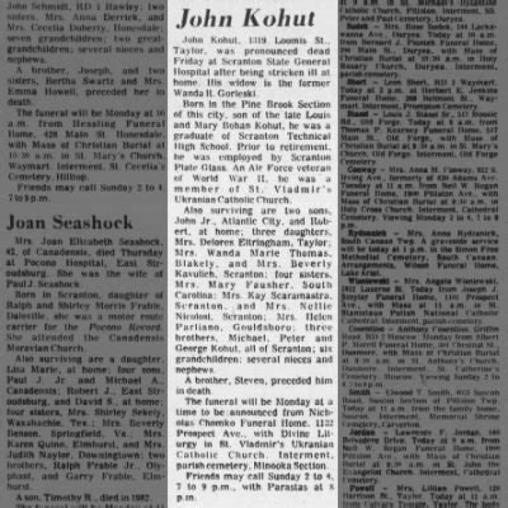 John Kohut Obituary and Funeral, Wanderers Car Club Member